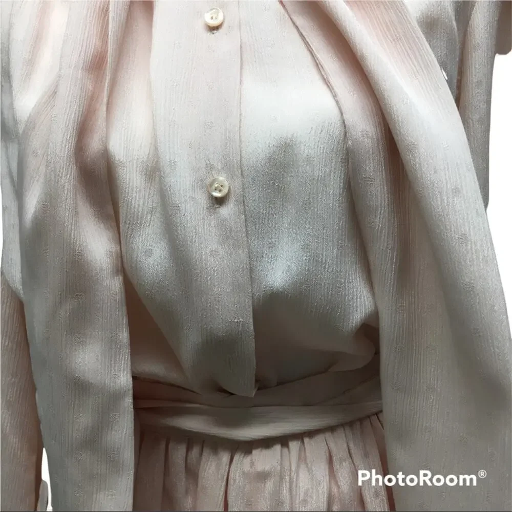Vintage Breckenridge Pink Tie Blouse and Skirt Set Size 8 - Picture 8 of 11